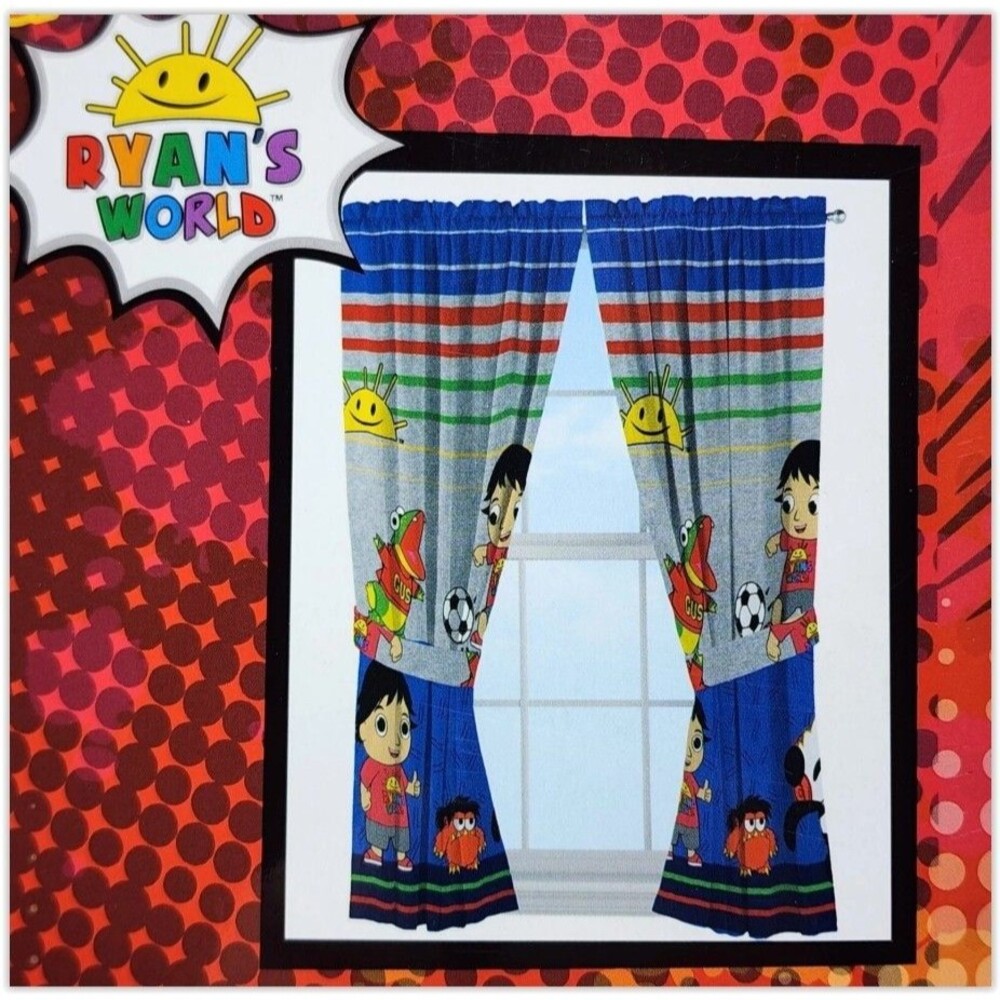 Kids Window Curtain Panels Drapes Set, 82 in x 63 in, Ryan's World  NEW